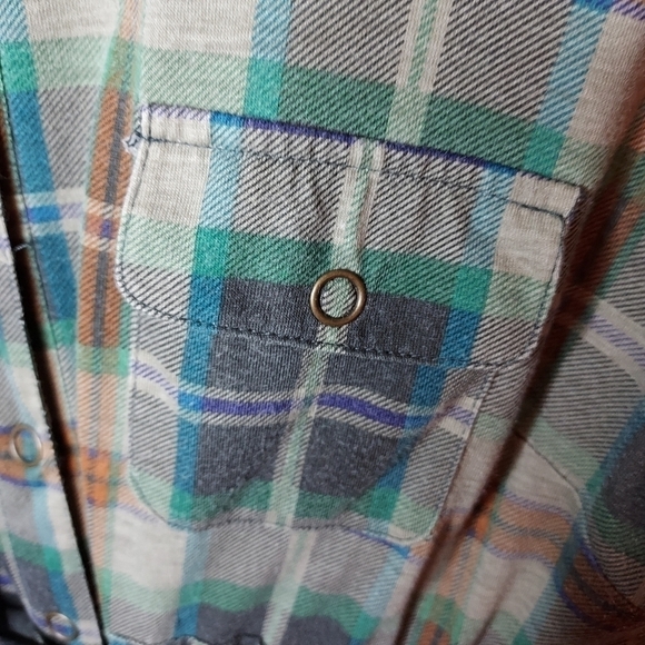 Charlotte Russe large green plaid tunic snap top ☆☆♡♡ - Picture 5 of 16